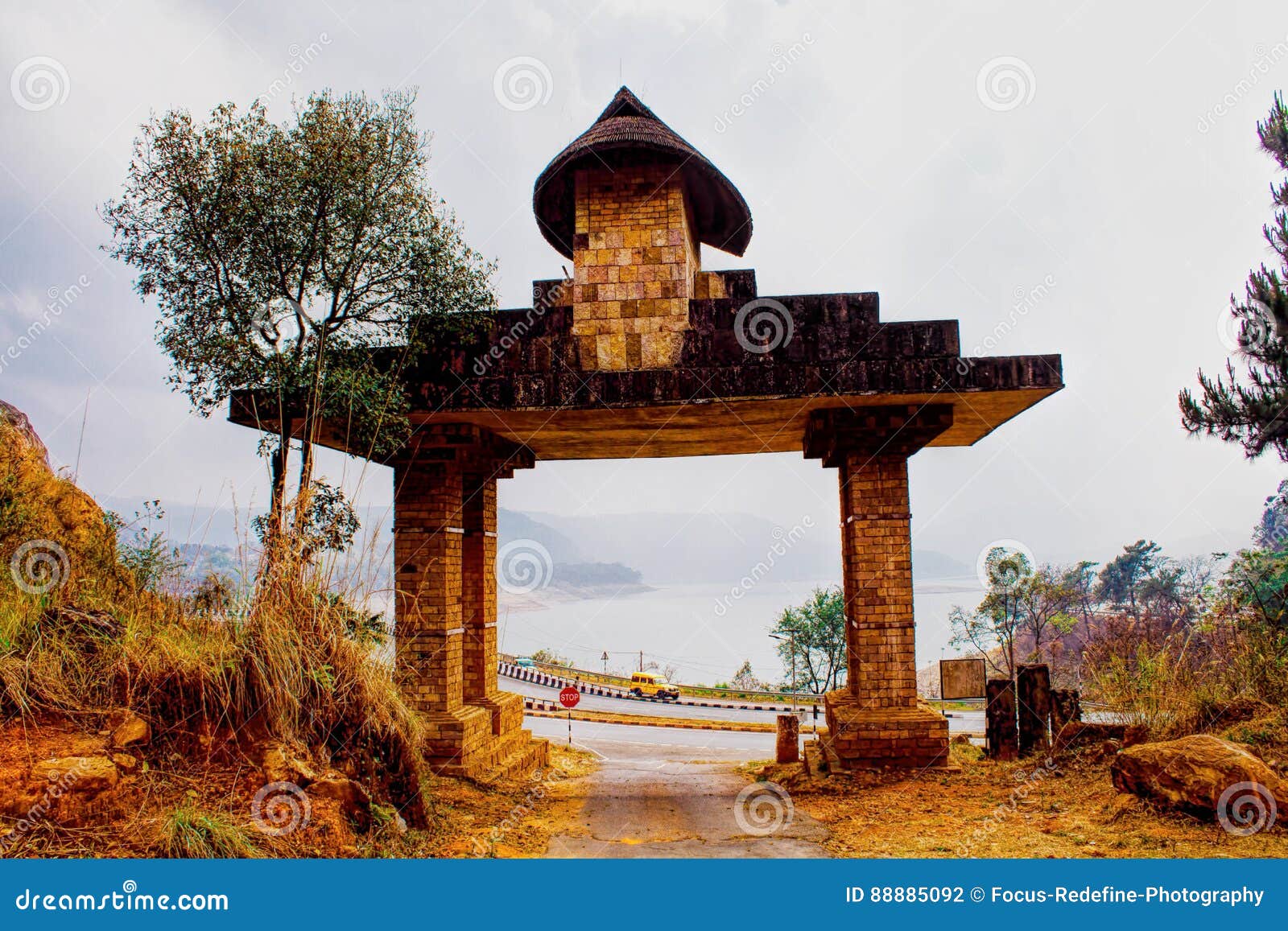 entrance to the mount of heavenÃ¢â¬â¢s navel- lum sohpet bneng, shillong, east khasi hills district, meghalaya india.